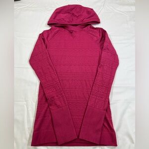 Lululemon Women Violet Red Magenta Textured Thumbhole Rest Less Hoodie Shirt